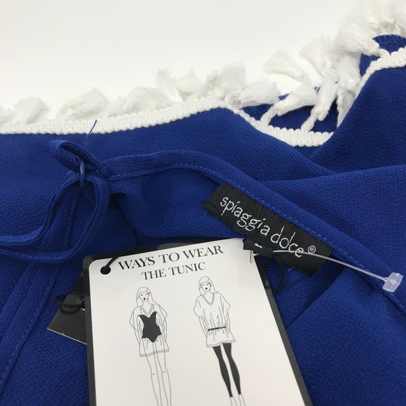 NWT! Spiaggia Dolce Women's Blue Tassel Romper - Picture 4 of 4